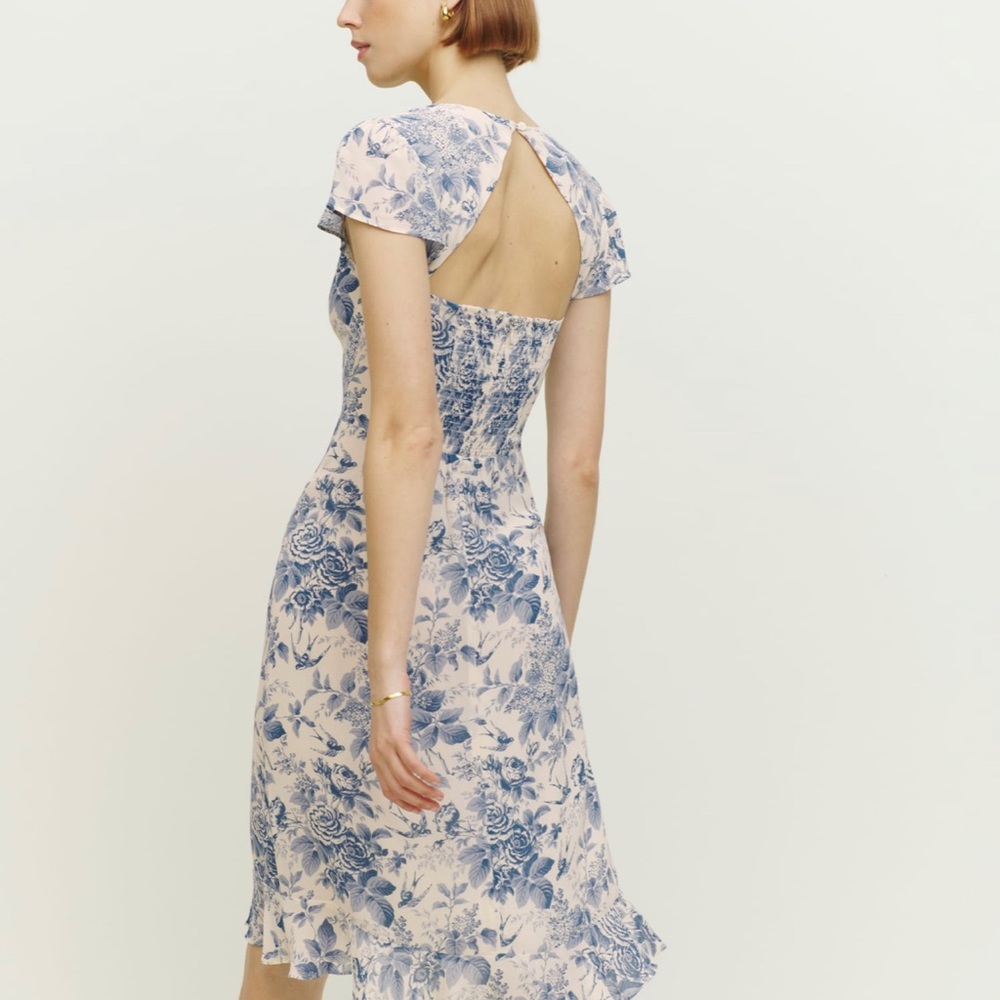 Floral Blue and Cream Dress